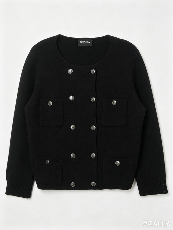 CHANEL Jackets & Blazers - Chanel Black Double-Breasted Knit Jacket